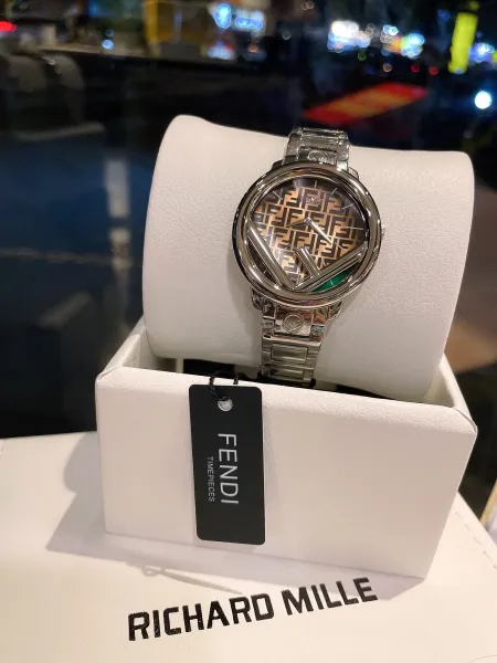 Fendi Timepieces FF Logo Dial Rose Gold and Silver Watch Watches - 15