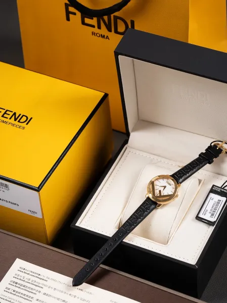 Fendi FF Logo Chronograph Rose Gold and Silver Watch Watches - 23
