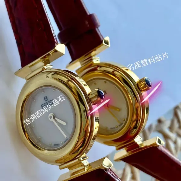 Fendi Mini Watch Burgundy Leather Gold-Tone Case Watches - 43