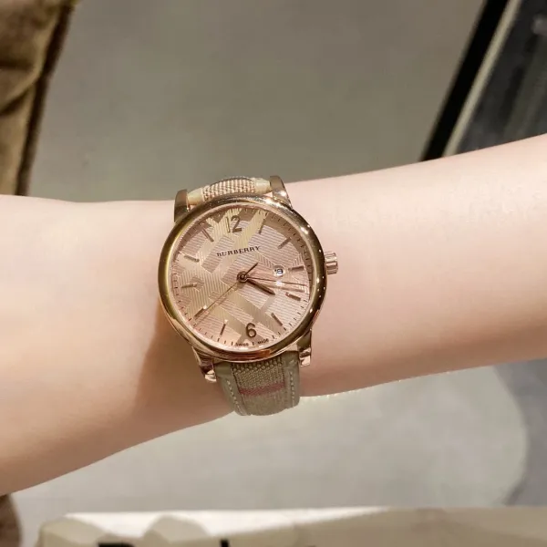 Burberry The City Watch Rose Gold White Red Check Strap Quartz Watch Watches - 6