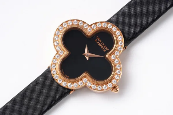 Van Cleef & Arpels Alhambra Black Dial Rose Gold Diamond Watch Watches - 55