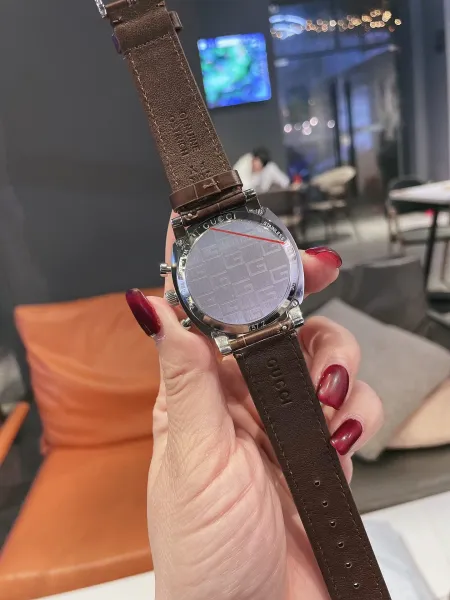 Gucci x Disney Chronograph White Dial Brown Leather Watch Watches - 14