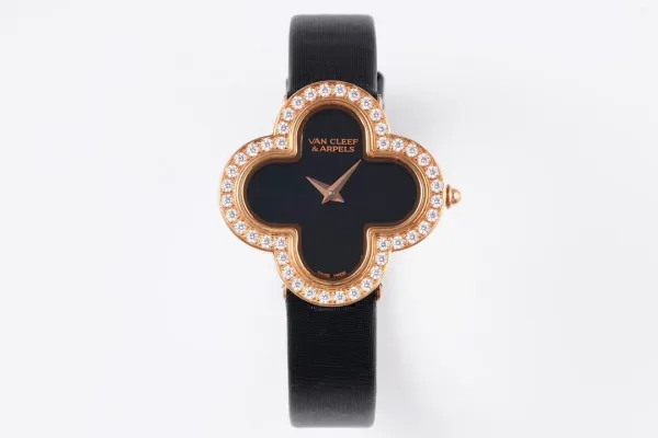 Van Cleef & Arpels Alhambra Black Dial Rose Gold Diamond Watch Watches - 53