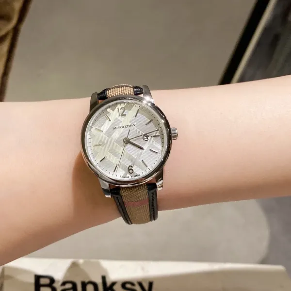 Burberry The City Watch Rose Gold White Red Check Strap Quartz Watch Watches - 11
