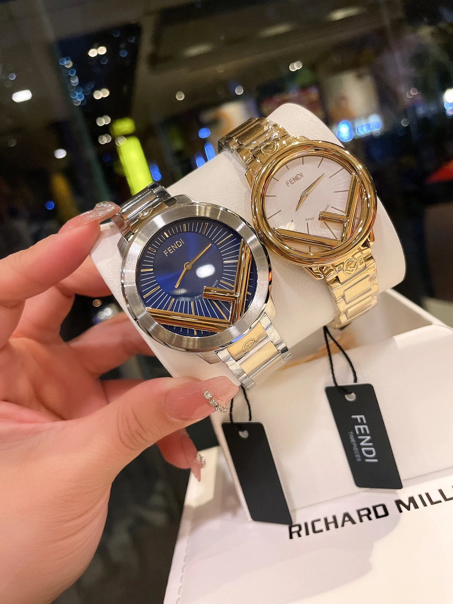 Fendi Timepieces FF Logo Dial Rose Gold and Silver Watch Watches - 27