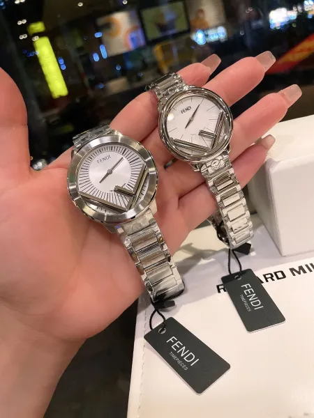 Fendi Timepieces FF Logo Dial Rose Gold and Silver Watch Watches - 23