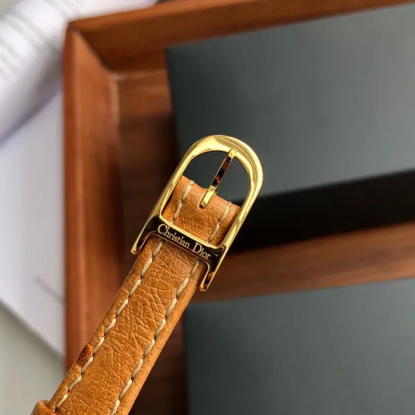 Dior La D de Dior Gold-Tone White Dial Tan Leather Watch Watches - 10