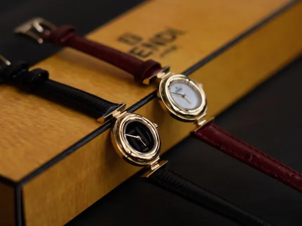 Fendi Mini Watch Burgundy Leather Gold-Tone Case Watches - 11