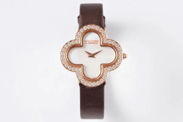 Van Cleef & Arpels Alhambra Black Dial Rose Gold Diamond Watch Watches - 71