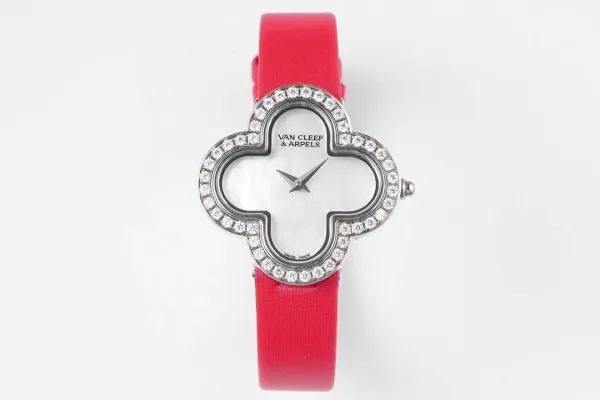 Van Cleef & Arpels Alhambra Black Dial Rose Gold Diamond Watch Watches - 44