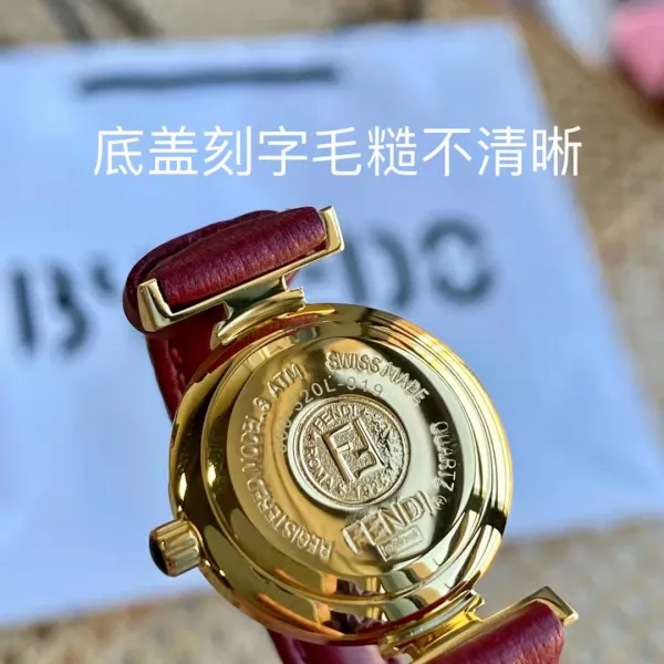 Fendi Mini Watch Burgundy Leather Gold-Tone Case Watches - 42