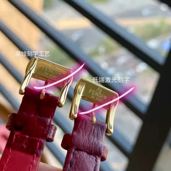 Fendi Mini Watch Burgundy Leather Gold-Tone Case Watches - 45
