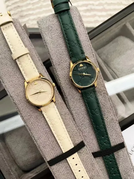 Gucci G-Timeless Black Leather Watch with Gold-Tone Case Watches - 3