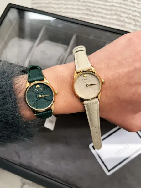 Gucci G-Timeless Black Leather Watch with Gold-Tone Case Watches - 11