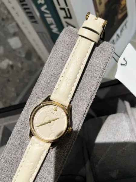 Gucci G-Timeless Black Leather Watch with Gold-Tone Case Watches - 28