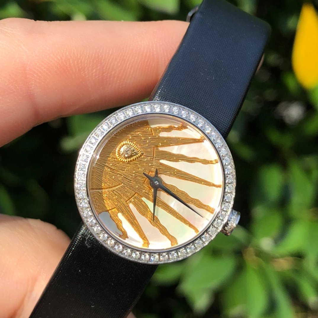 Dior La D de Dior Black Dial Rose Gold Diamond Bezel Watch Watches - 8