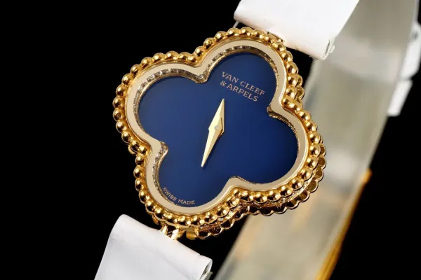 Van Cleef & Arpels Alhambra Yellow Gold Dial Watch with Navy Leather Strap Watches - 70