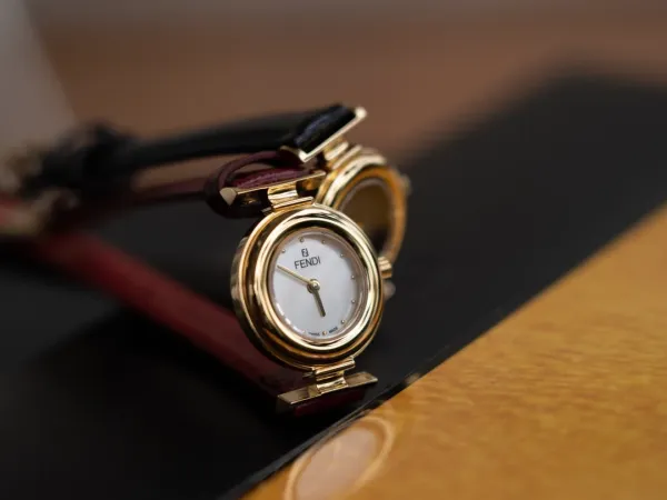 Fendi Mini Watch Burgundy Leather Gold-Tone Case Watches - 12