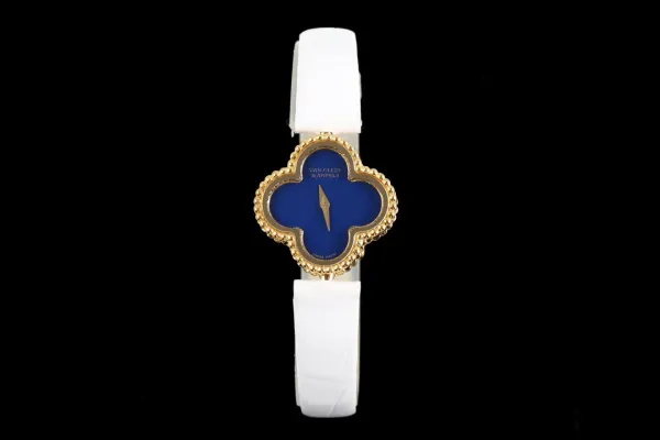 Van Cleef & Arpels Alhambra Yellow Gold Dial Watch with Navy Leather Strap Watches - 68