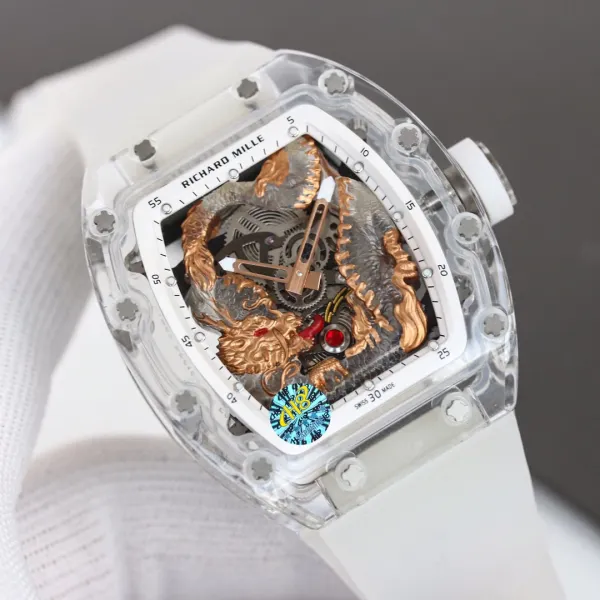 Richard Mille RM 057 Dragon Tourbillon White Sapphire Case Mechanical Watch Watches - 12