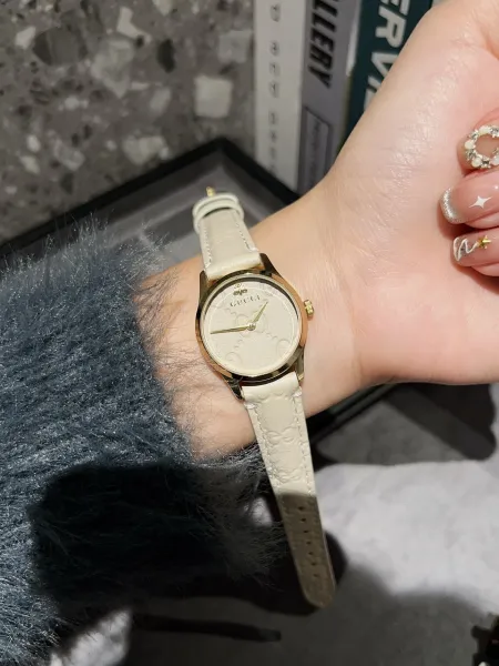 Gucci G-Timeless Black Leather Watch with Gold-Tone Case Watches - 29