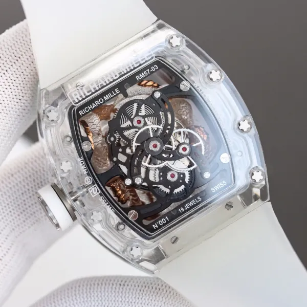 Richard Mille RM 057 Dragon Tourbillon White Sapphire Case Mechanical Watch Watches - 19