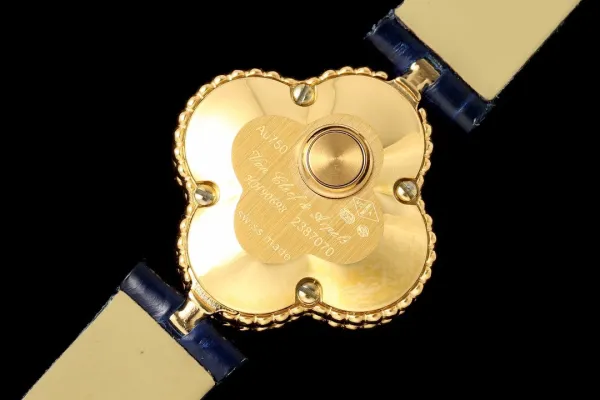 Van Cleef & Arpels Alhambra Yellow Gold Dial Watch with Navy Leather Strap Watches - 49