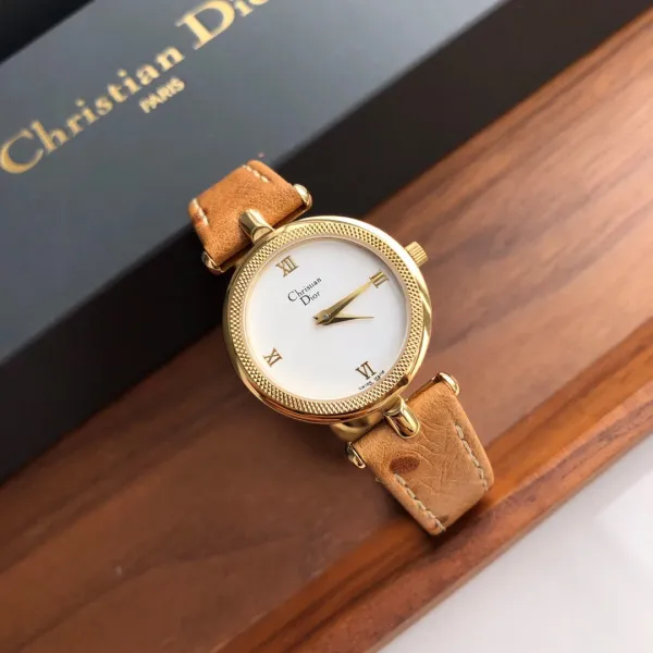 Dior La D de Dior Gold-Tone White Dial Tan Leather Watch Watches - 5