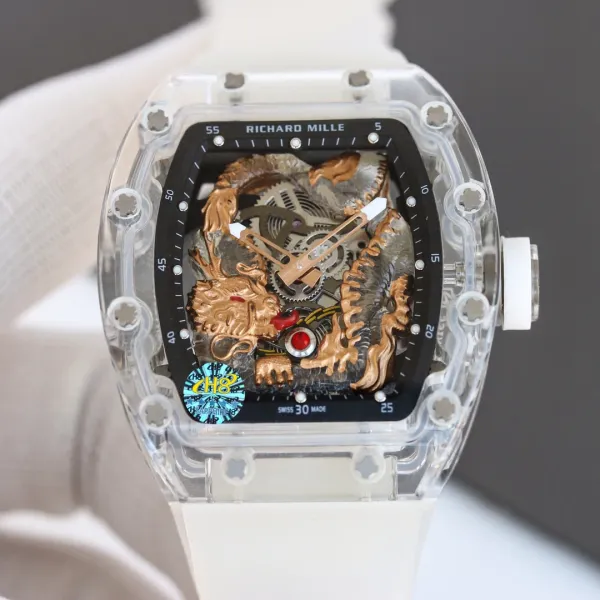 Richard Mille RM 057 Dragon Tourbillon White Sapphire Case Mechanical Watch Watches - 6
