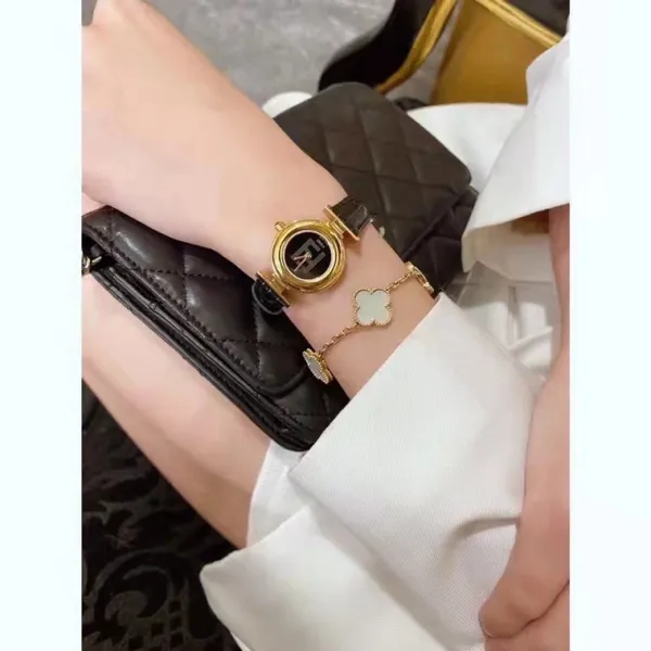 Fendi Mini Watch Burgundy Leather Gold-Tone Case Watches - 30