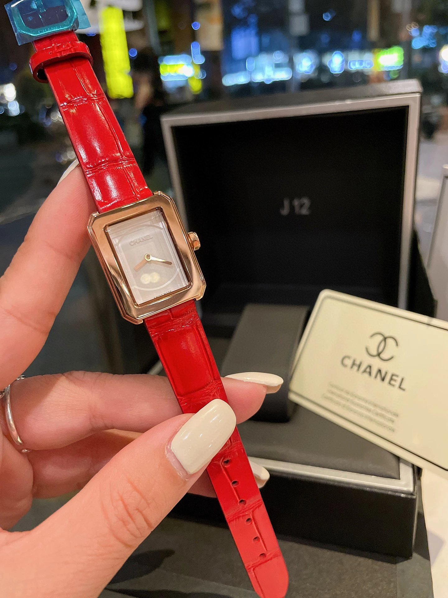 Chanel Première Rock Diamond-Set Rose Gold Watch Black Leather Strap Watches - 21