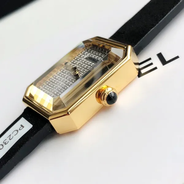 Chanel Première Rock Gold Paved Diamond Watch Black Strap Watches - 11