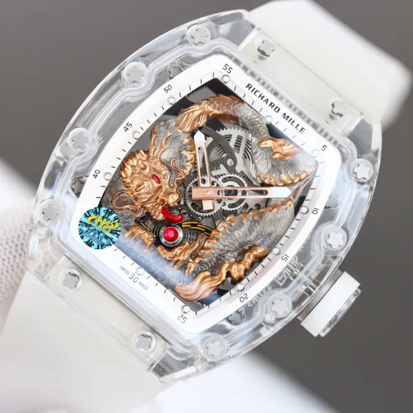 Richard Mille RM 057 Dragon Tourbillon White Sapphire Case Mechanical Watch Watches - 14