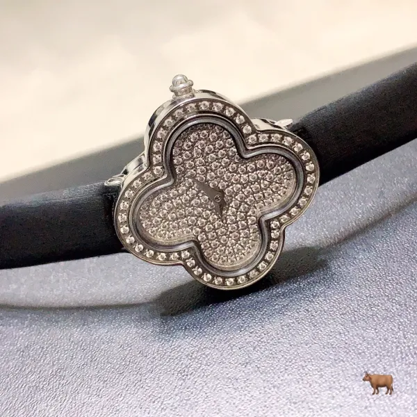 Cartier Panthère de Cartier Clover-Shaped Diamond Watch Blue Silk Strap Watches - 15