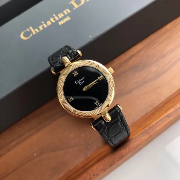 Dior La D de Dior Gold-Tone White Dial Tan Leather Watch Watches - 14