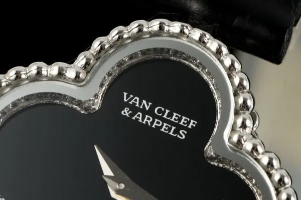 Van Cleef & Arpels Alhambra Yellow Gold Dial Watch with Navy Leather Strap Watches - 53