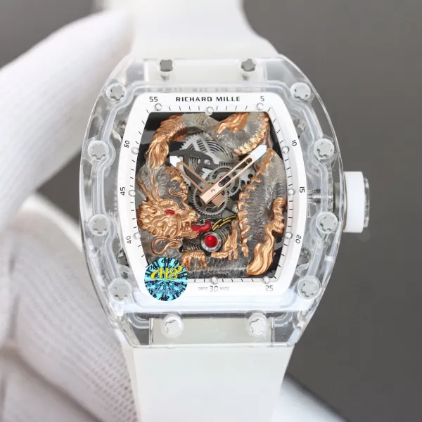 Richard Mille RM 057 Dragon Tourbillon White Sapphire Case Mechanical Watch Watches - 13