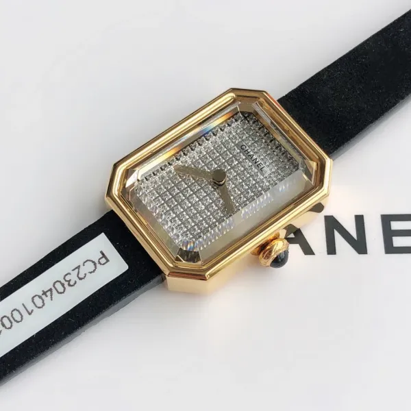 Chanel Première Rock Gold Paved Diamond Watch Black Strap Watches - 8