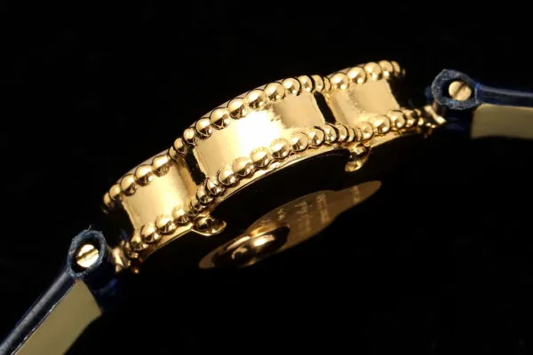 Van Cleef & Arpels Alhambra Yellow Gold Dial Watch with Navy Leather Strap Watches - 48