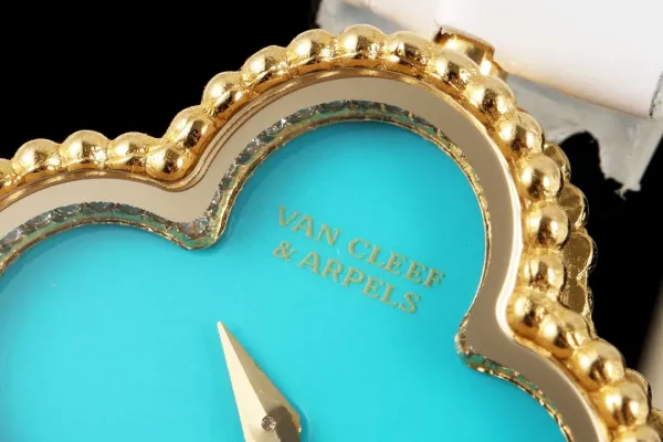 Van Cleef & Arpels Alhambra Yellow Gold Dial Watch with Navy Leather Strap Watches - 62