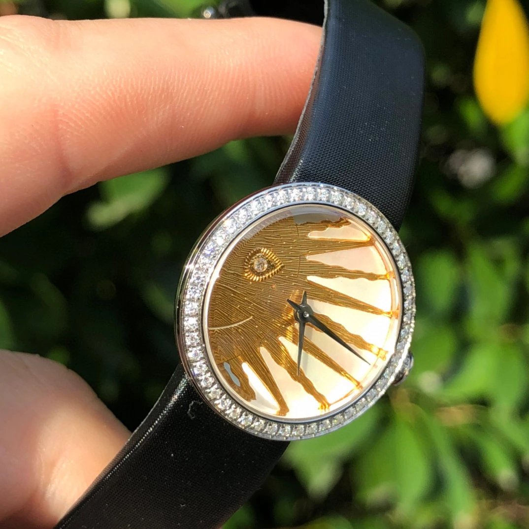 Dior La D de Dior Black Dial Rose Gold Diamond Bezel Watch Watches - 15