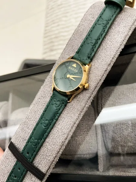 Gucci G-Timeless Black Leather Watch with Gold-Tone Case Watches - 7