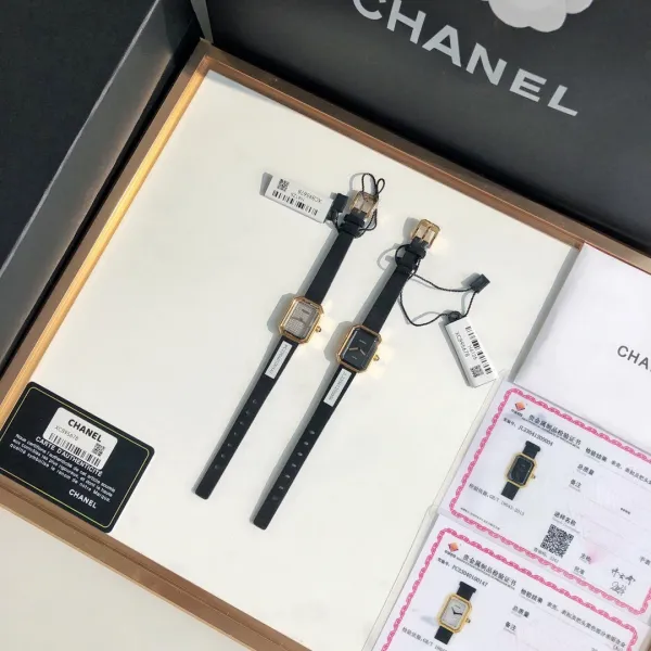 Chanel Première Watch Black Leather Gold-Tone Case Watch Watches - 14