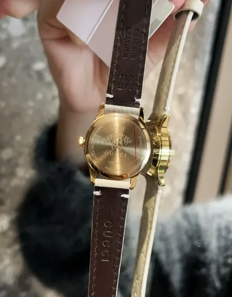 Gucci G-Timeless Black Leather Watch with Gold-Tone Case Watches - 26
