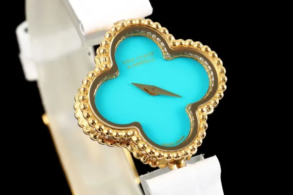 Van Cleef & Arpels Alhambra Yellow Gold Dial Watch with Navy Leather Strap Watches - 60