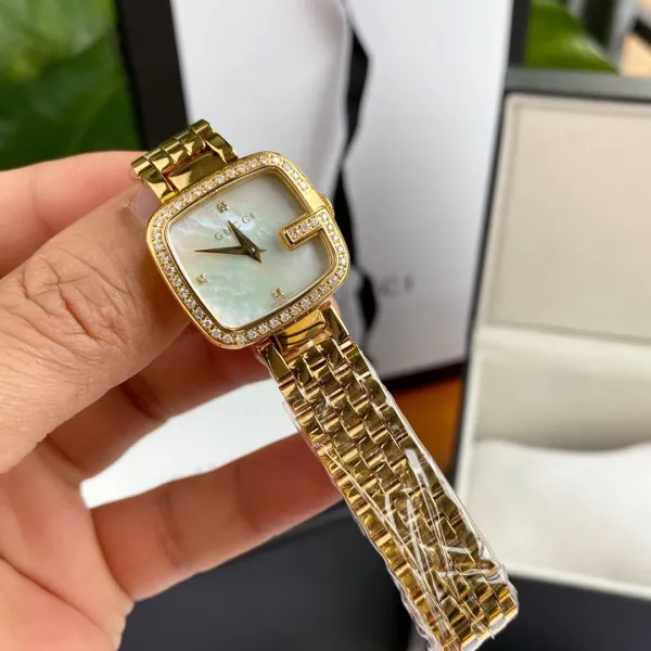 Gucci G-Gucci Square Black Dial Gold-Tone Diamond-Set Watch Watches - 6