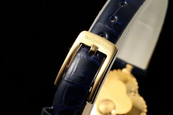 Van Cleef & Arpels Alhambra Yellow Gold Dial Watch with Navy Leather Strap Watches - 46