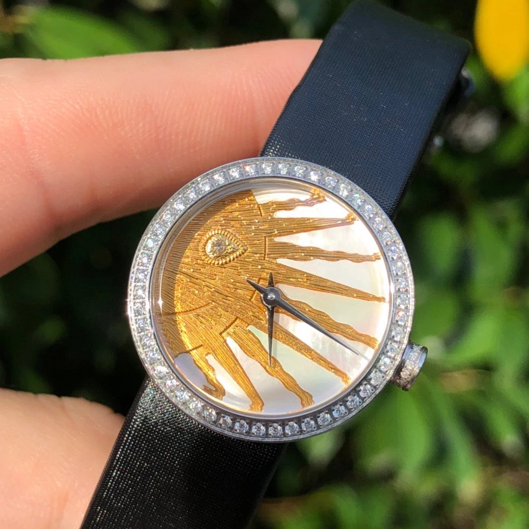 Dior La D de Dior Black Dial Rose Gold Diamond Bezel Watch Watches - 10