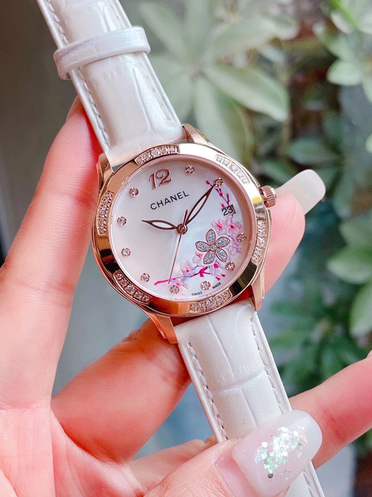 Chanel Mademoiselle Prive Cherry Blossom Ceramic Watch Rose Gold and Silver Watches - 23
