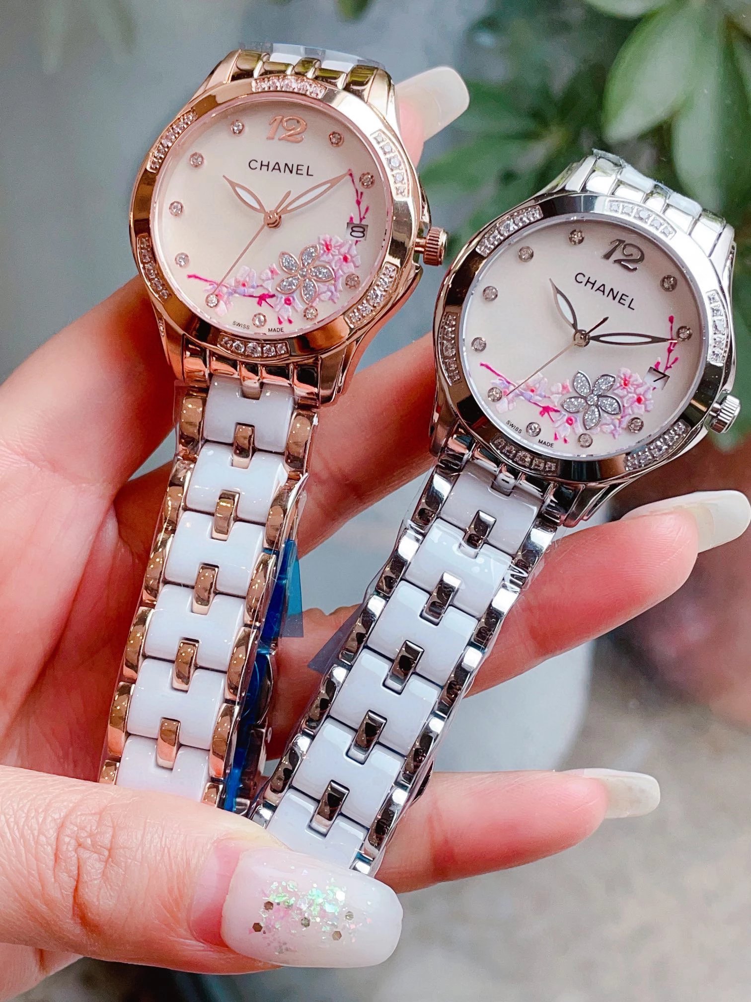 Chanel Floral Dial White Rose Gold Women's Watch
